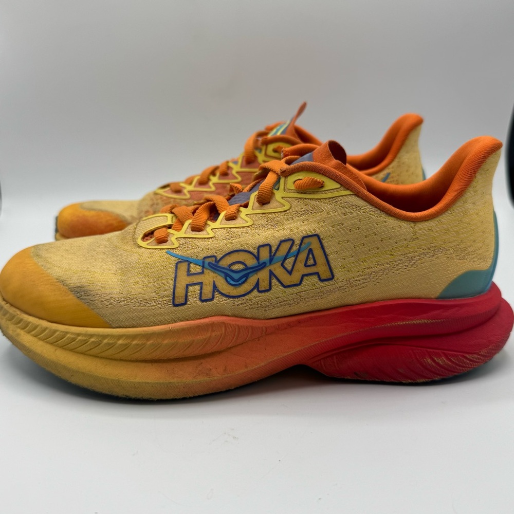 Hoka Mach 6 Kids 4.5 Big Kid Running Shoes Trainer Orange Yellow